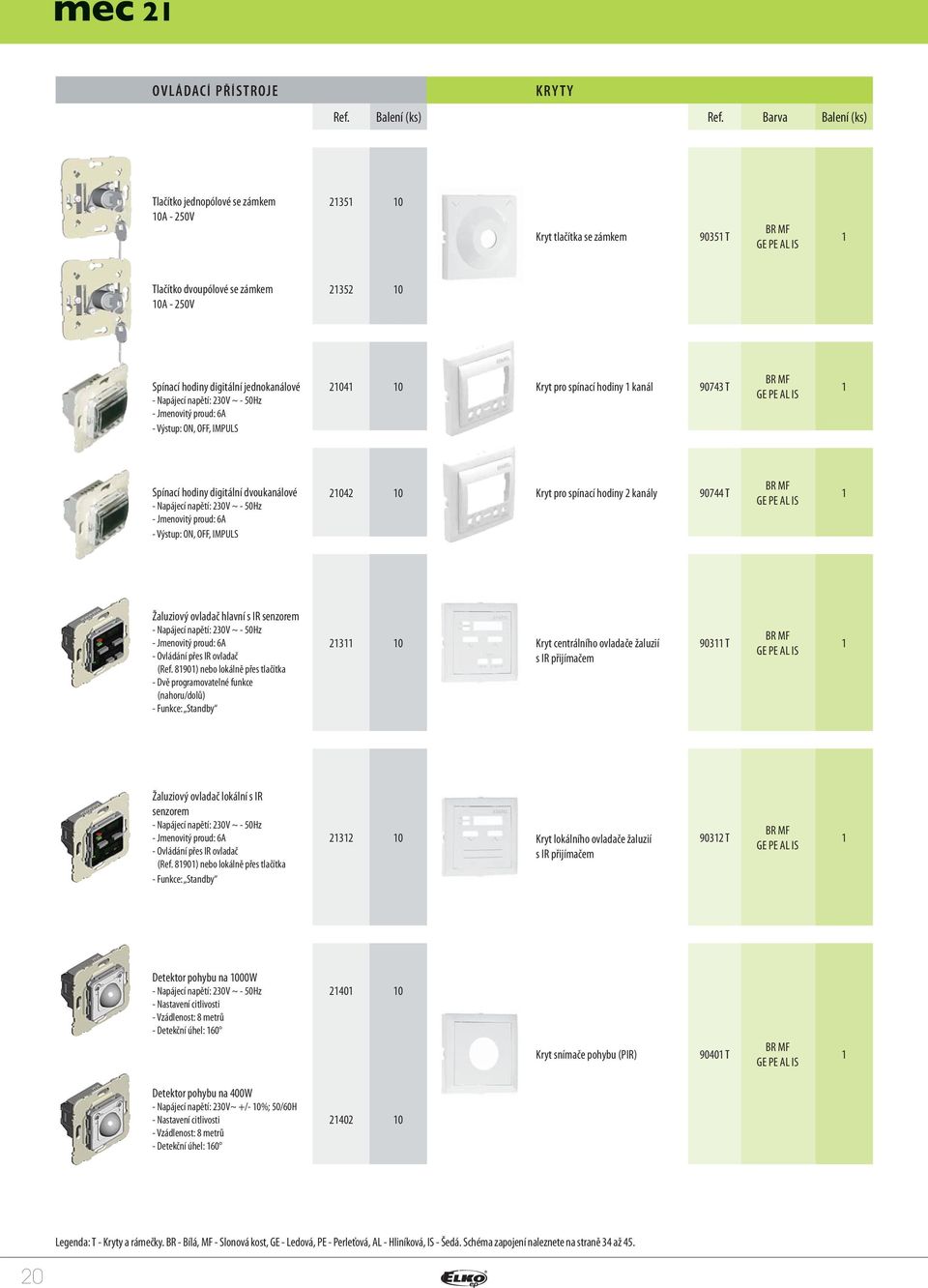 B ar va Tlačítko jednopólové se zámkem 0A - 50V 35 0 Kryt tlačítka se zámkem 9035 T Tlačítko dvoupólové se zámkem 0A - 50V 35 0 Spínací hodiny digitální jednokanálové - Napájecí napětí: 30V ~ - 50Hz
