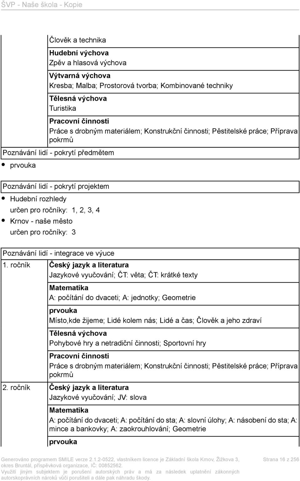 - naše město určen pro ročníky: 3 Poznávání lidí - integrace ve výuce 1.