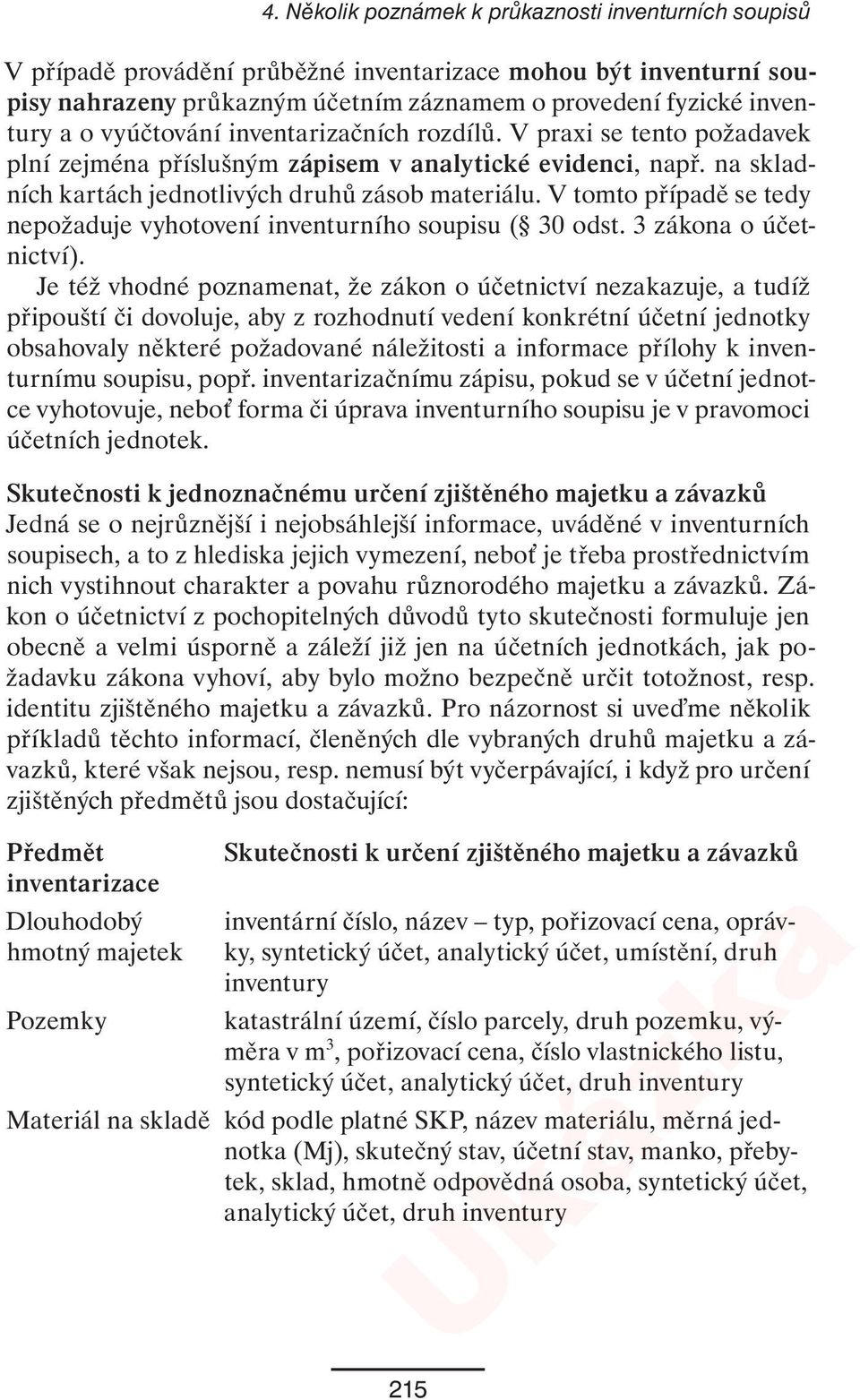 V tomto případě se tedy nepožaduje vyhotovení inventurního soupisu ( 30 odst. 3 zákona o účetnictví).