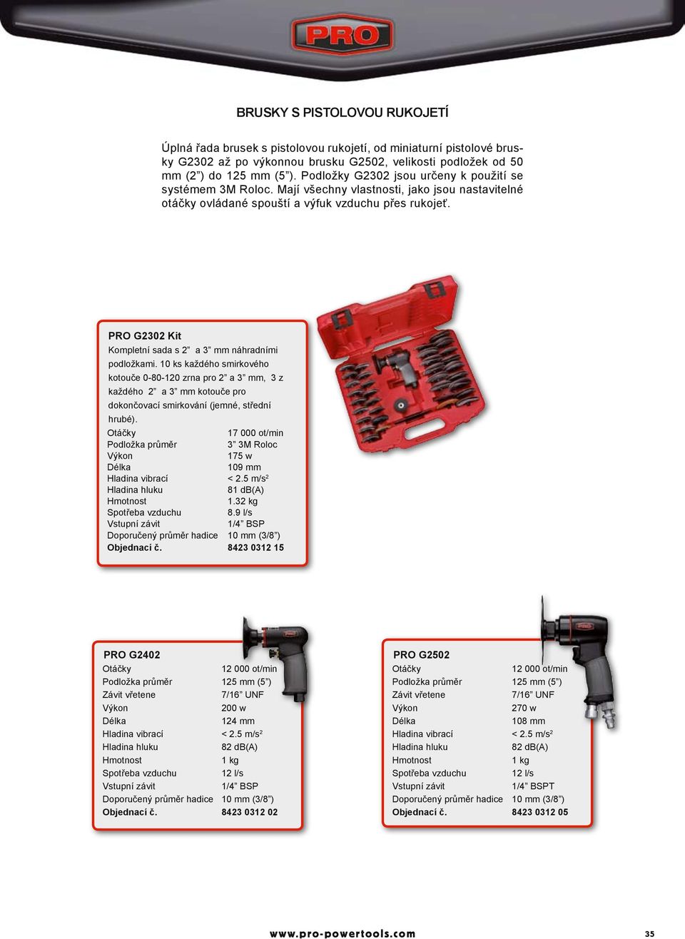 PRO G2302 Kit Kompletní sada s 2 a 3 mm náhradními podložkami.