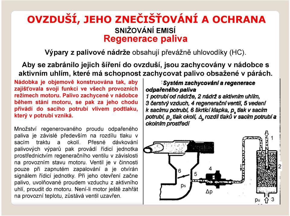 Nádobka je objemově konstruována tak, aby zajišťovala svoji funkci ve všech provozních režimech motoru.