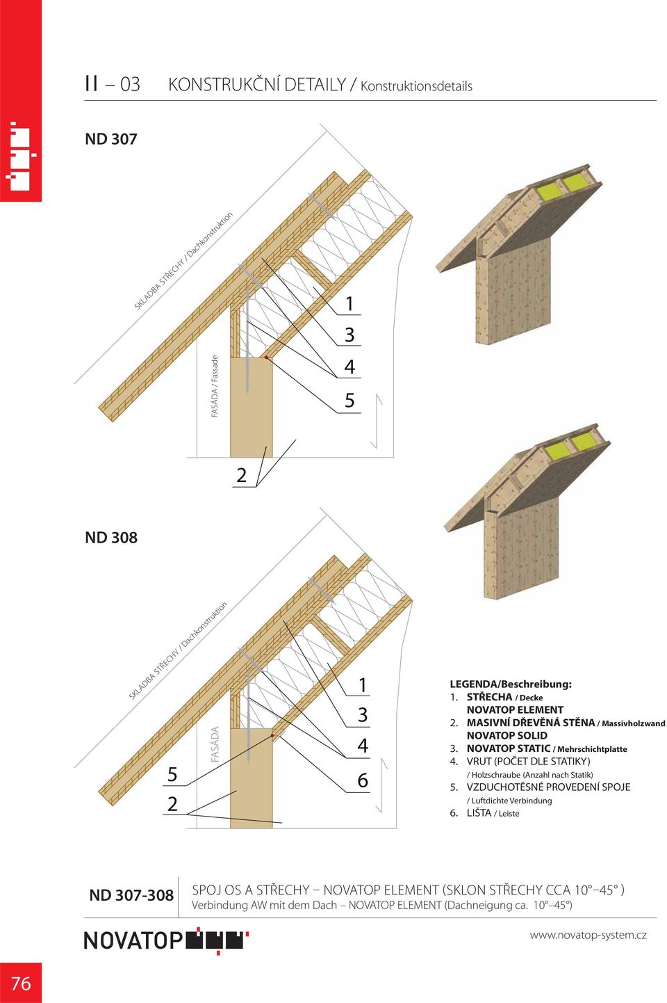 MASIVNÍ DŘEVĚNÁ STĚNA / Massivholzwand. NOVATOP STATIC / Mehrschichtplatte. VRUT (POČET DLE STATIKY).