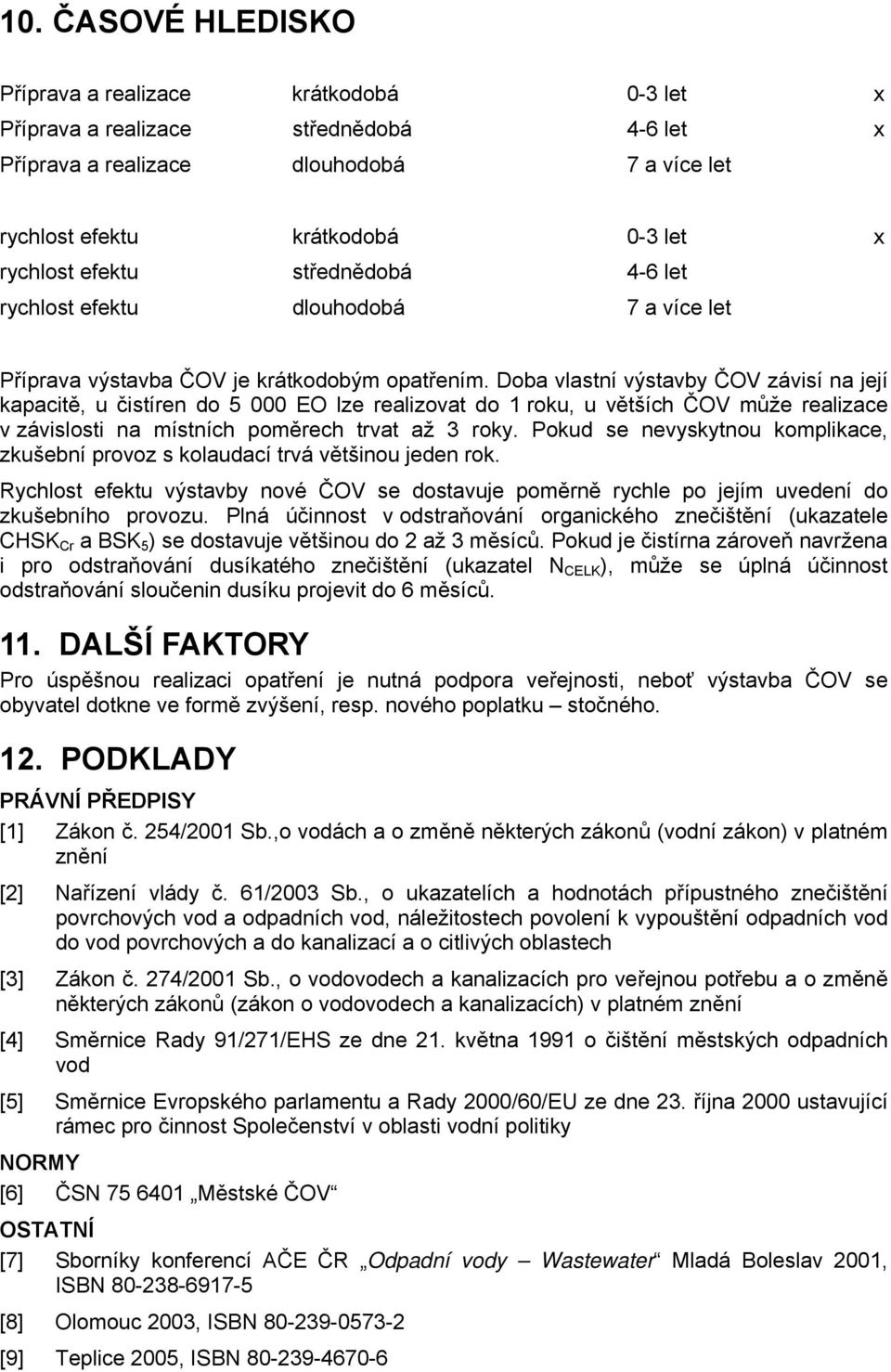 Doba vlastní výstavby ČOV závisí na její kapacitě, u čistíren do 5 000 EO lze realizovat do 1 roku, u větších ČOV může realizace v závislosti na místních poměrech trvat až 3 roky.