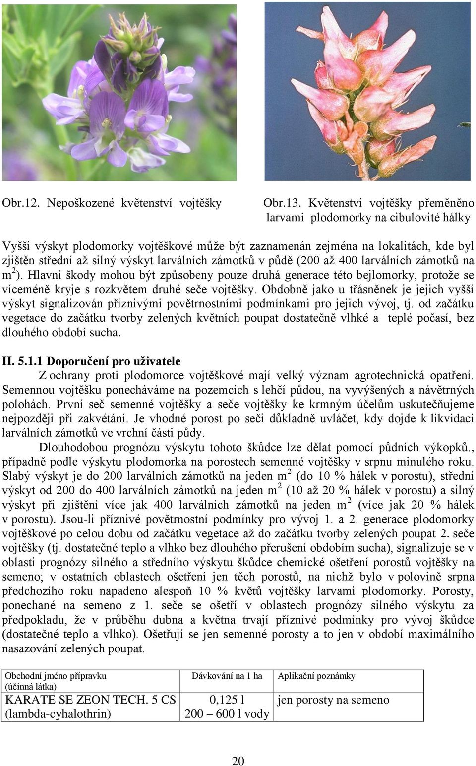 zámotků v půdě (200 aţ 400 larválních zámotků na m 2 ). Hlavní škody mohou být způsobeny pouze druhá generace této bejlomorky, protoţe se víceméně kryje s rozkvětem druhé seče vojtěšky.