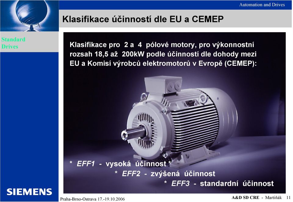 mezi EU a Komisí výrobců elektromotorů v Evropě (CEMEP): * EFF1 - vysoká