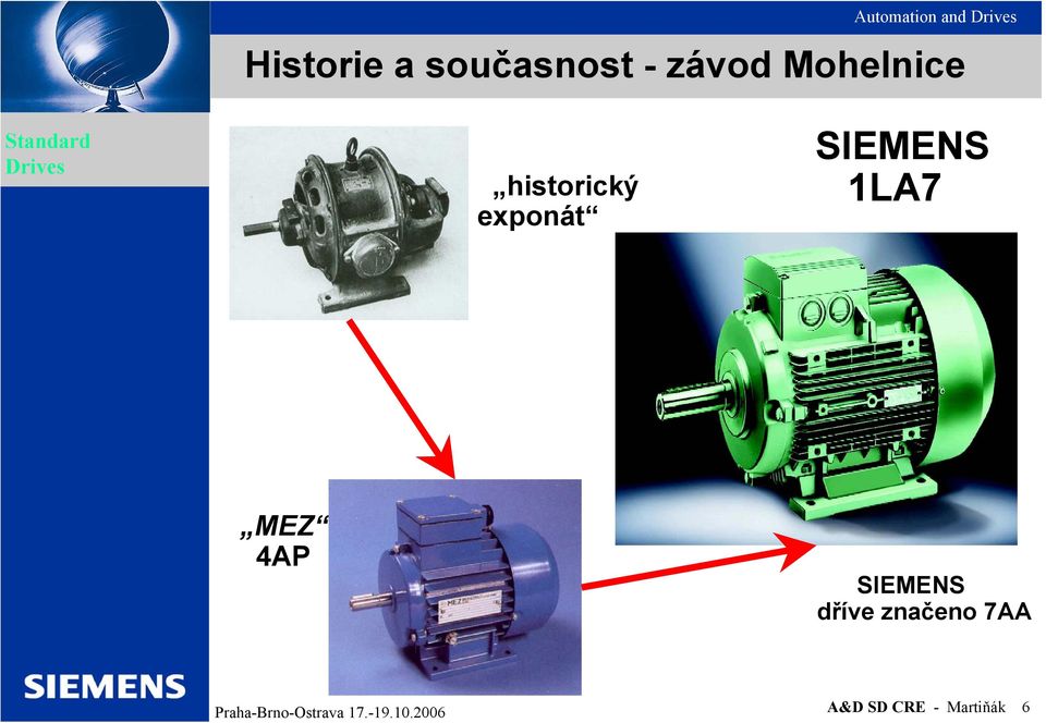 historický exponát SIEMENS 1LA7 MEZ