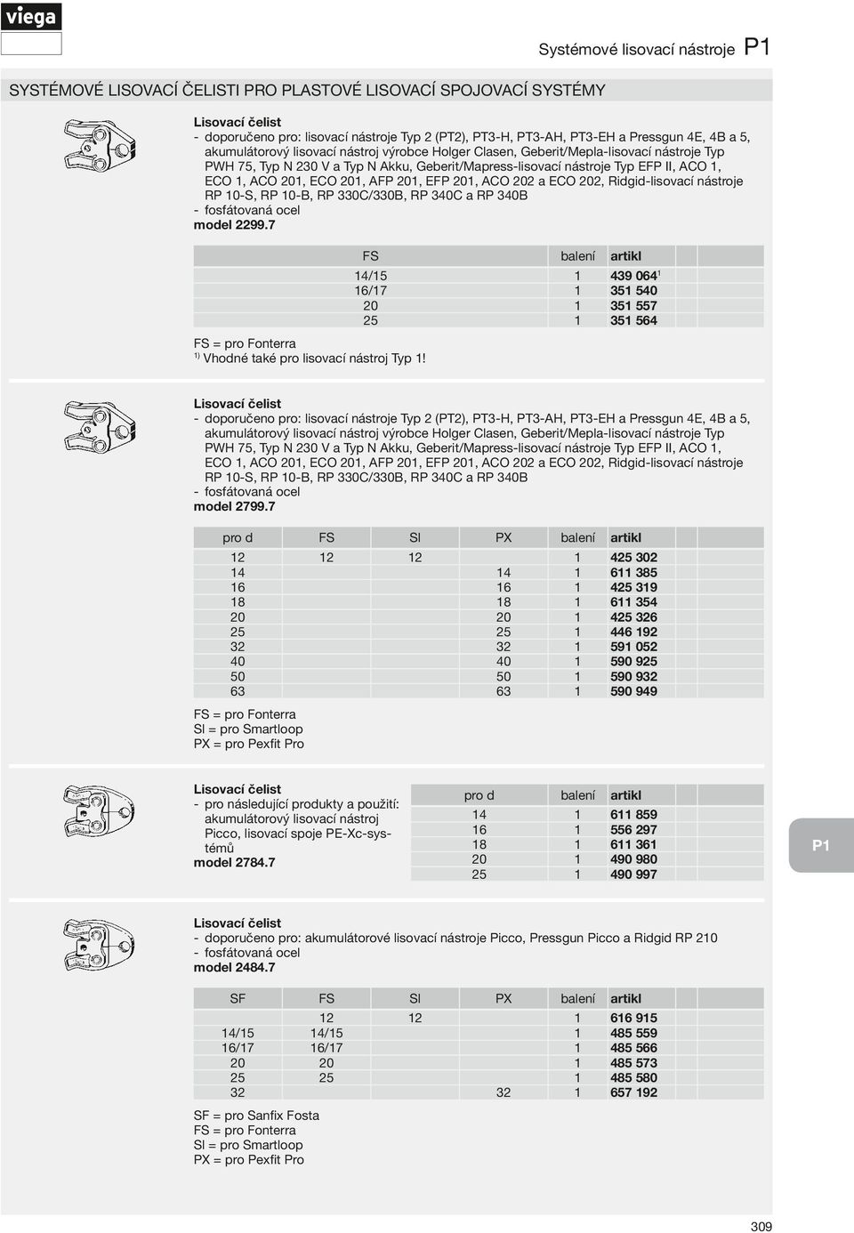 7 FS 4/5 6/7 20 25 439 064 35 540 35 557 35 564 FS = pro Fonterra Vhodné také pro lisovací nástroj Typ!