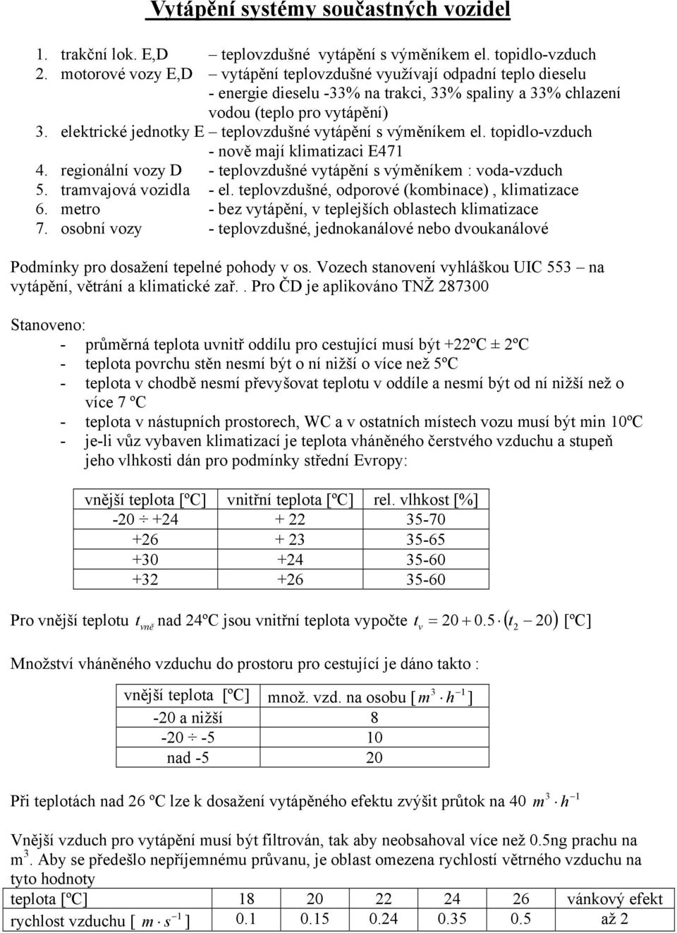 topdlo-vzduch - ově maí klmatzac E47 4. rgoálí vozy D - tplovzdušé vytápěí s výměíkm : voda-vzduch 5. tramvaová vozdla - l. tplovzdušé, odporové (kombac), klmatzac 6.