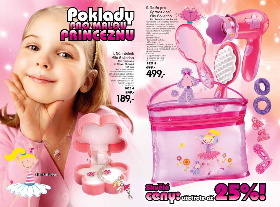 Sada pro úpravu vlasů Vanity Set Kosmetická taštička s Ellou Ballerinou obsahuje fén na vlasy a doplňky nezbytné pro vytvoření skvělého účesu. Vše v kouzelných odstínech růžové a fialové.