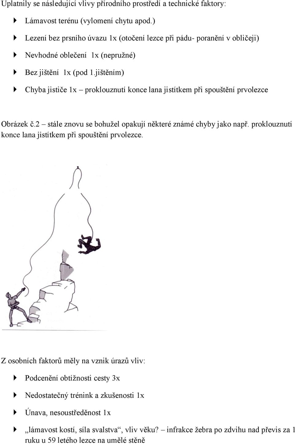 jištěním) Chyba jističe 1x proklouznutí konce lana jistítkem při spouštění prvolezce Obrázek č.2 stále znovu se bohužel opakují některé známé chyby jako např.