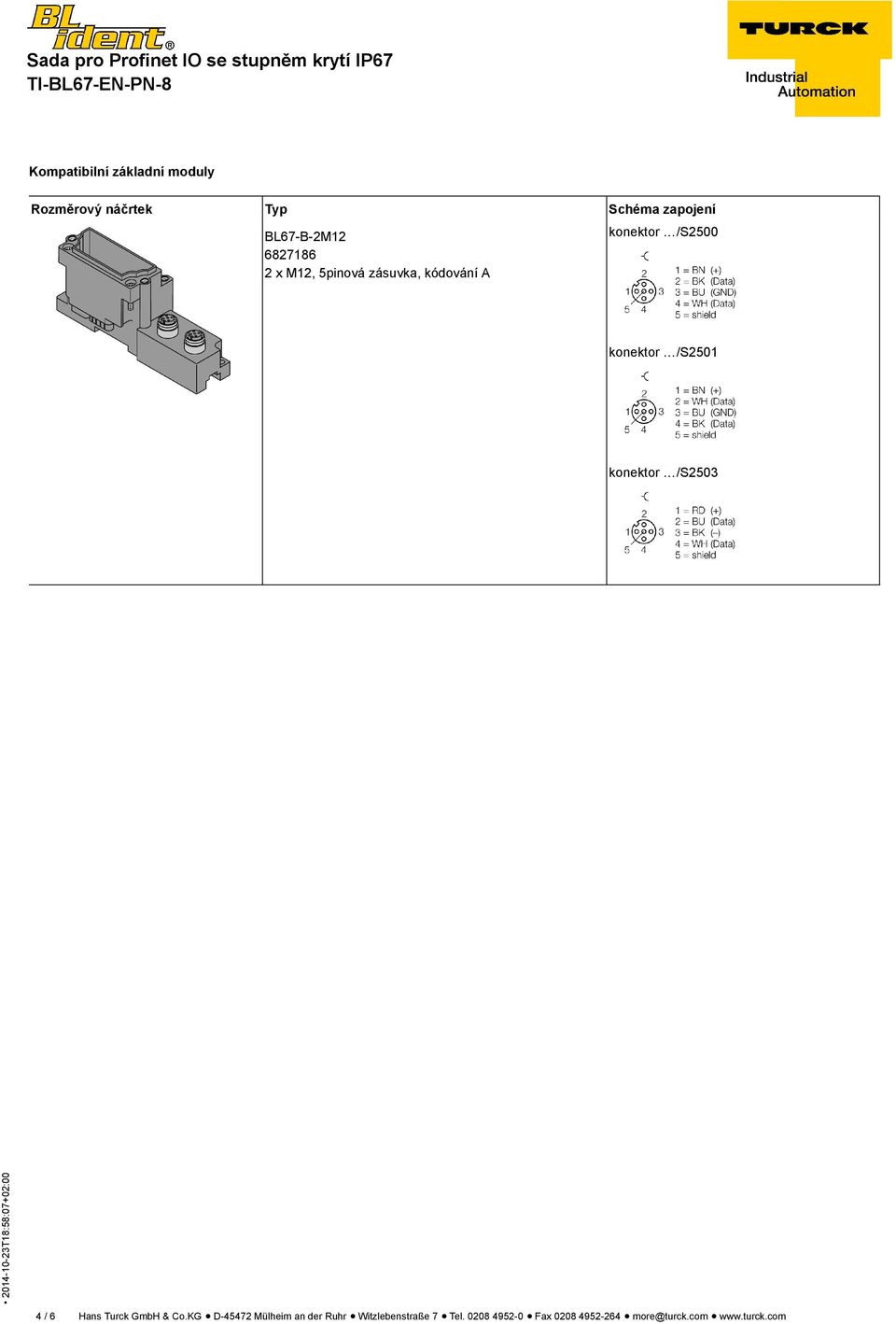 konektor /S2503 4 / 6 Hans Turck GmbH & Co.