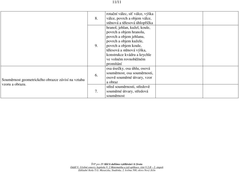 objem hranolu, povrch a objem jehlanu, povrch a objem kužele, povrch a objem koule, tělesová a stěnová výška, konstrukce kvádru a