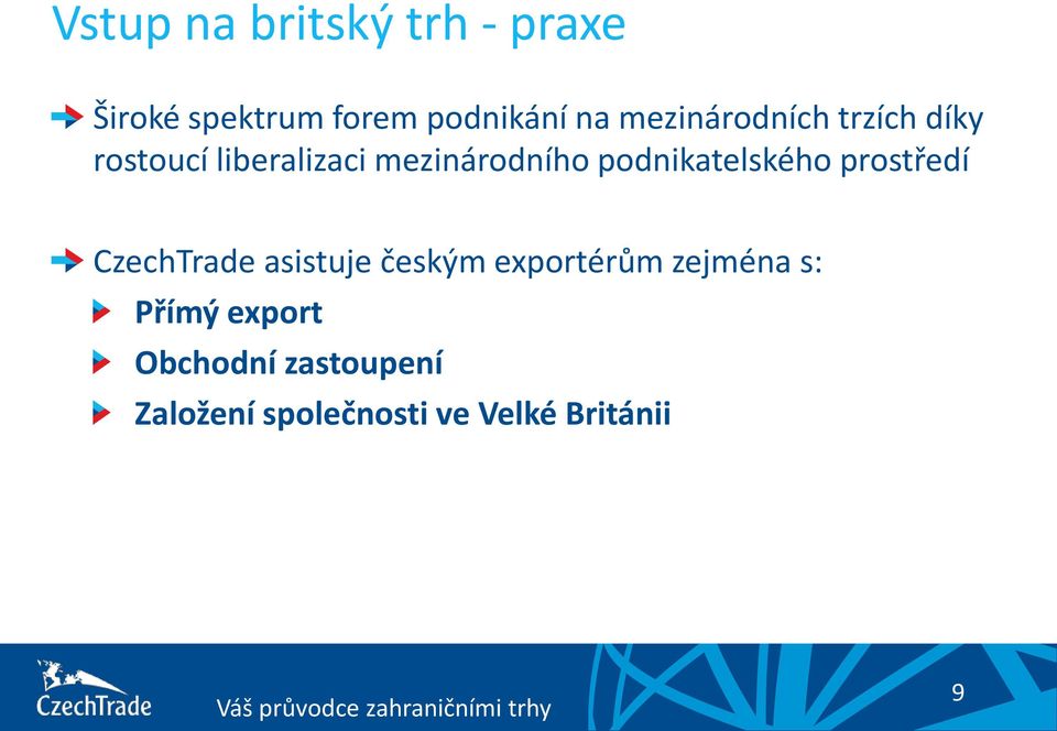 podnikatelského prostředí CzechTrade asistuje českým exportérům