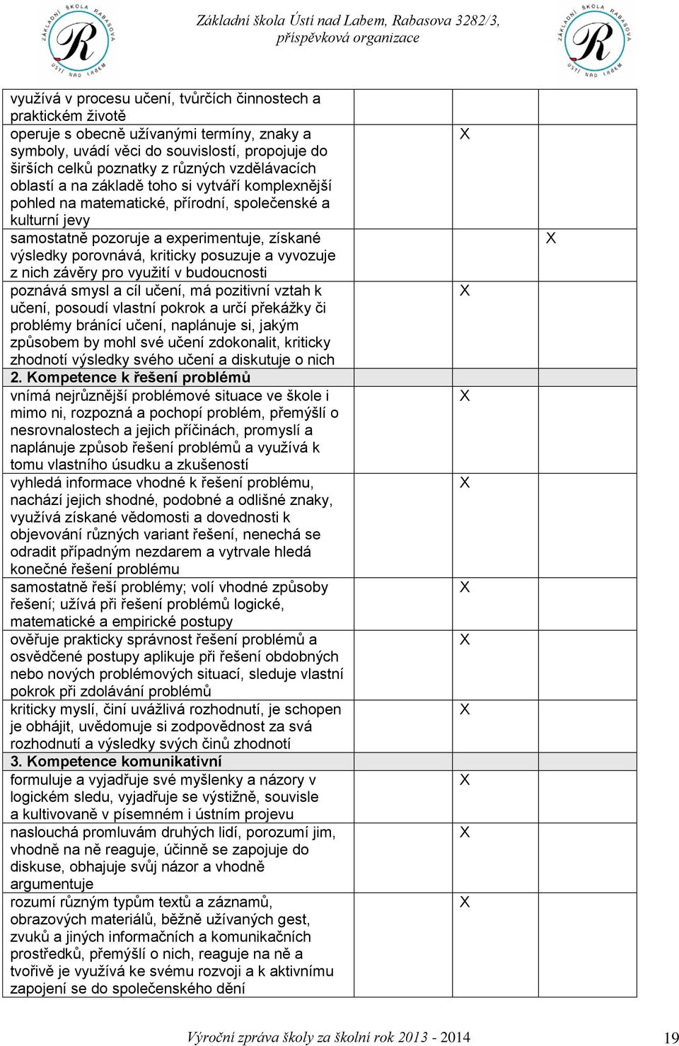 posuzuje a vyvozuje z nich závěry pro využití v budoucnosti poznává smysl a cíl učení, má pozitivní vztah k učení, posoudí vlastní pokrok a určí překážky či problémy bránící učení, naplánuje si,