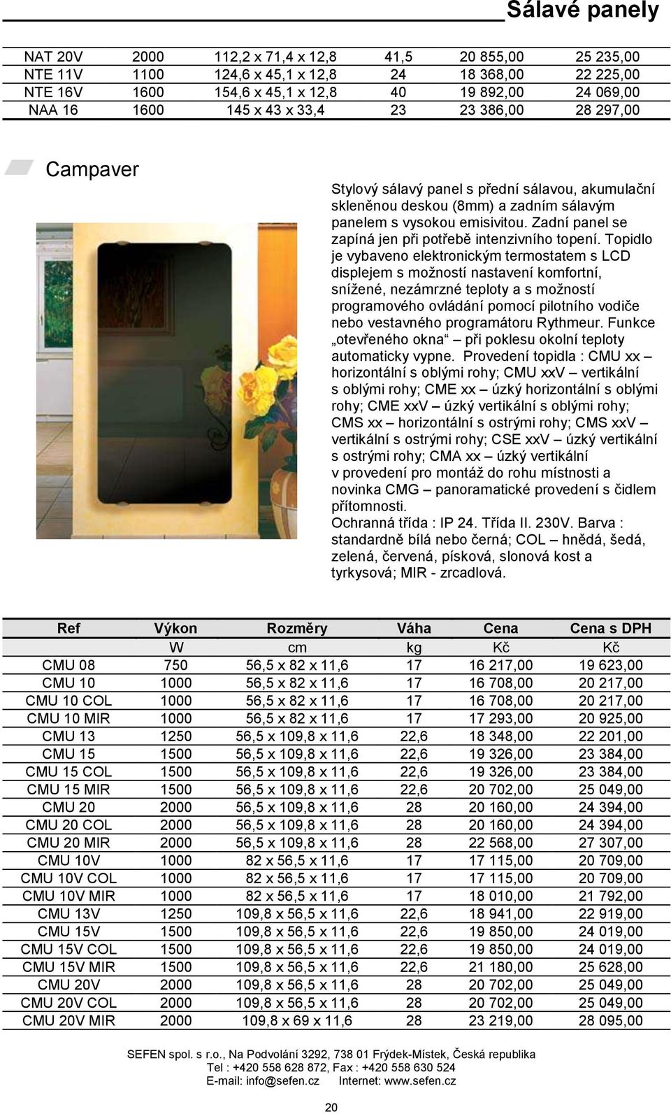 Zadní panel se zapíná jen při potřebě intenzivního topení.