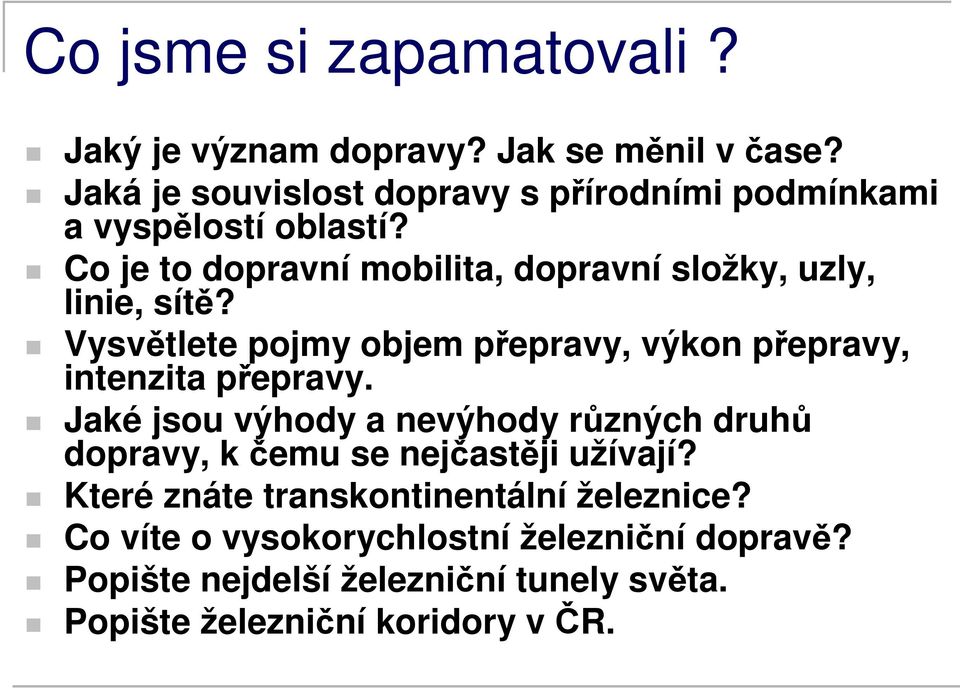 Co je to dopravní mobilita, dopravní složky, uzly, linie, sítě?