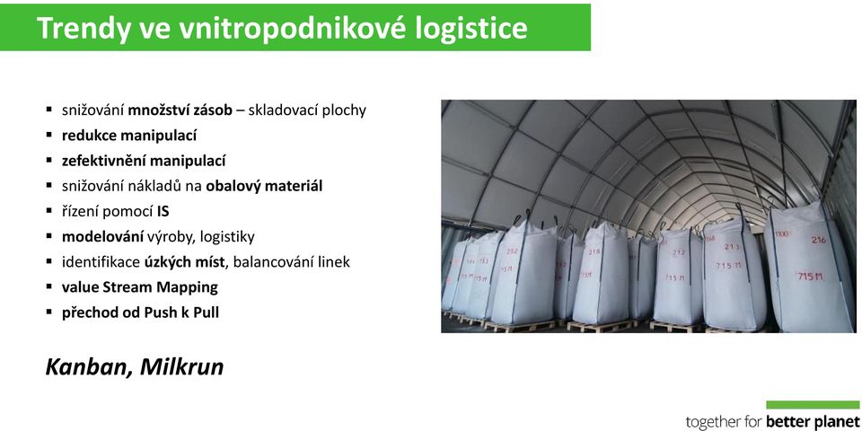 obalový materiál řízení pomocí IS modelování výroby, logistiky identifikace