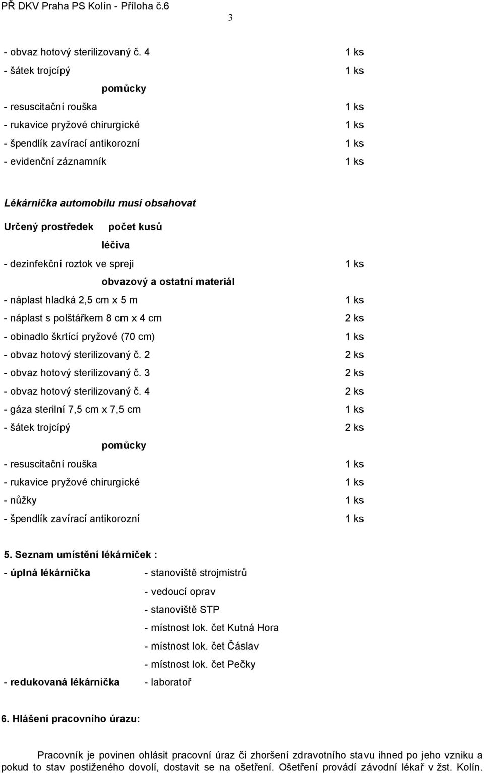 náplast s polštářkem 8 cm x 4 cm 2 ks - obinadlo škrtící pryžové (70 cm) 1 ks - obvaz hotový sterilizovaný č. 2 2 ks - obvaz hotový sterilizovaný č. 3 2 ks - obvaz hotový sterilizovaný č.