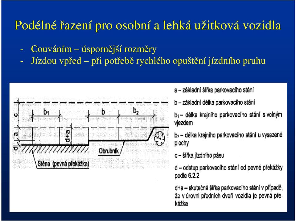 úspornější rozměry - Jízdou vpřed