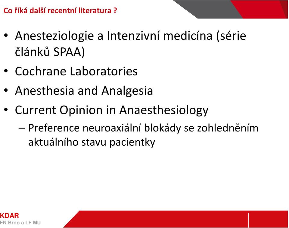Cochrane Laboratories Anesthesia and Analgesia Current