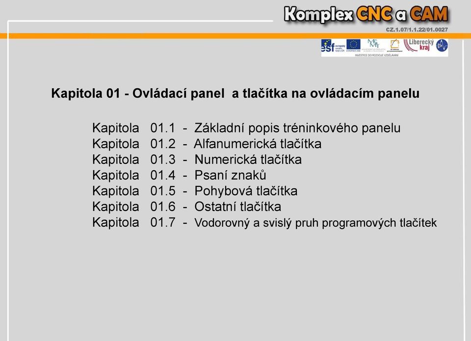 2 - Alfanumerická tlačítka Kapitola 01.3 - Numerická tlačítka Kapitola 01.