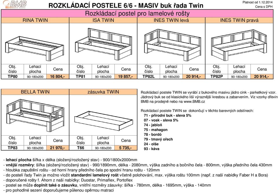 vzor. Jádrový buk se od klasického liší výraznější kresbou a zabarvením. Viz vzorky dřevin BMB na prodejně nebo na www.bmb.