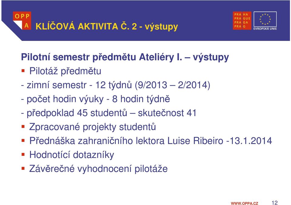 - 8 hodin týdně - předpoklad 45 studentů skutečnost 41 Zpracované projekty studentů