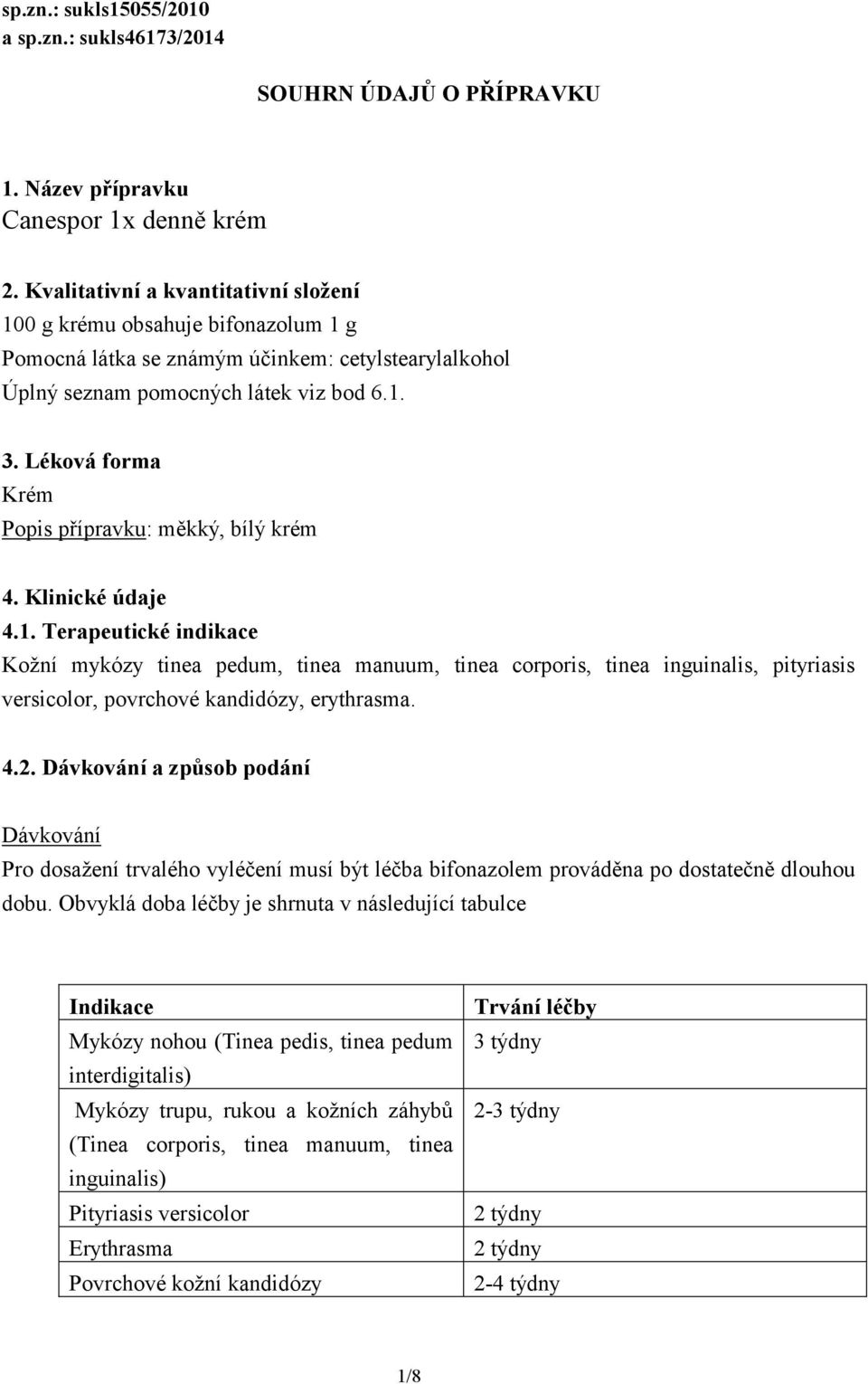 Léková forma Krém Popis přípravku: měkký, bílý krém 4. Klinické údaje 4.1.