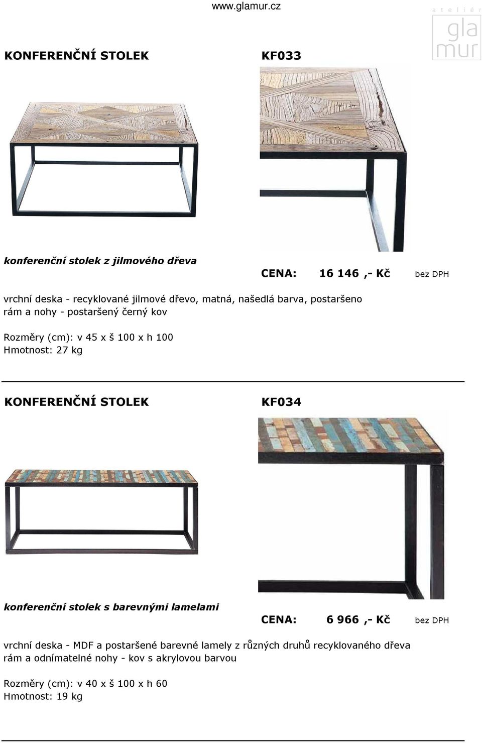 konferenční stolek s barevnými lamelami CENA: 6 966,- Kč bez DPH vrchní deska - MDF a postaršené barevné lamely z