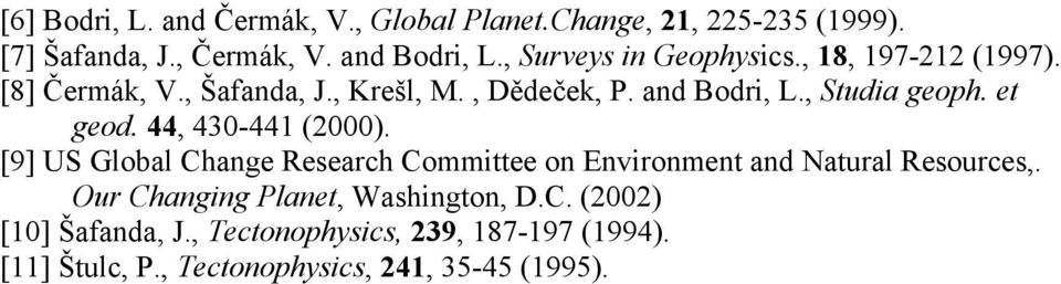, Studia geoph. et geod. 44, 430-441 (2000). [9] US Global Change Research Committee on Environment and Natural Resources,.