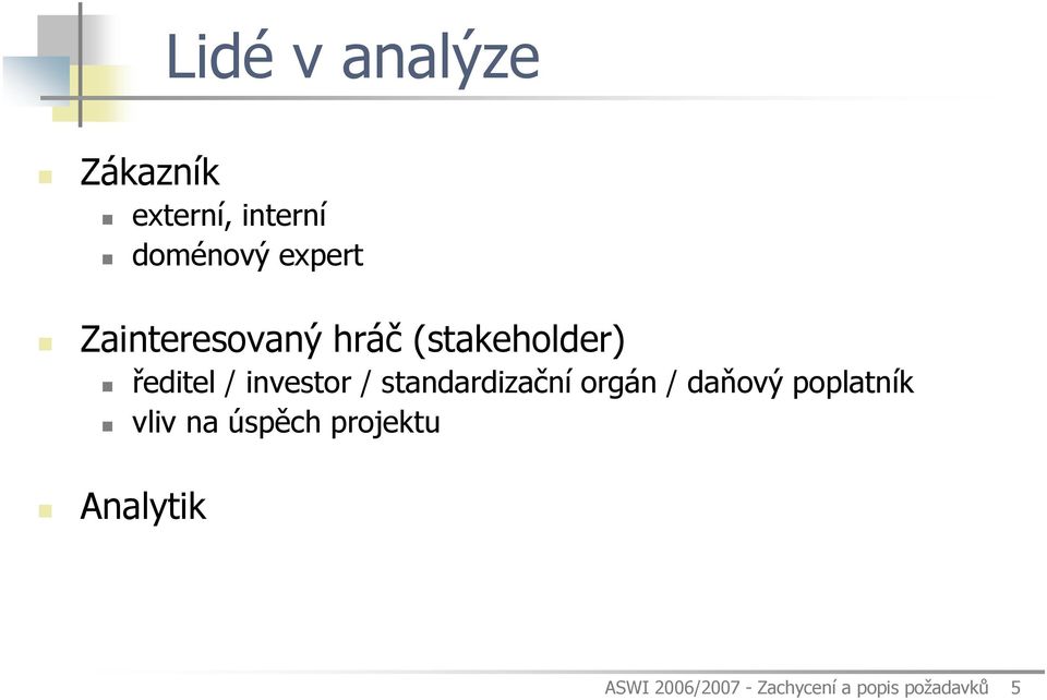 standardizační orgán / daňový poplatník vliv na úspěch