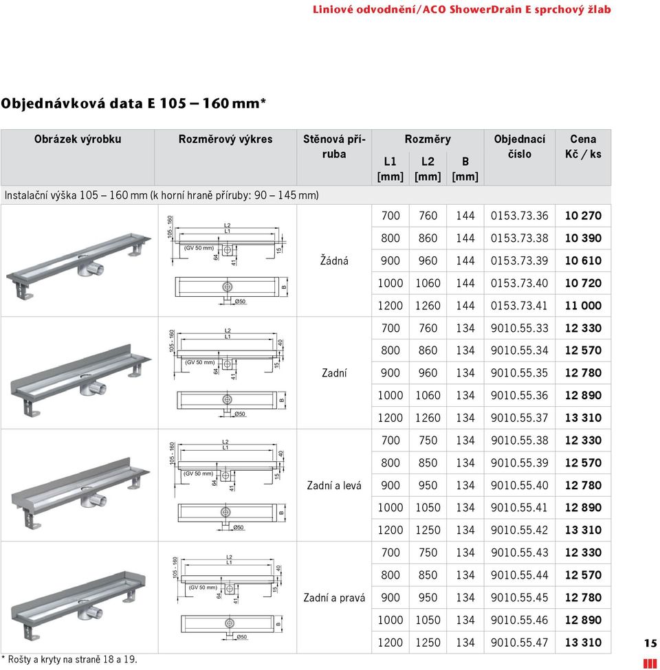 73.41 11 000 105-160 (GV 50 mm) 64 L2 L1 41 40 15 Zadní 700 760 134 9010.55.33 12 330 800 860 134 9010.55.34 12 570 900 960 134 9010.55.35 12 780 B 1000 1060 134 9010.55.36 12 890 Ø50 1200 1260 134 9010.