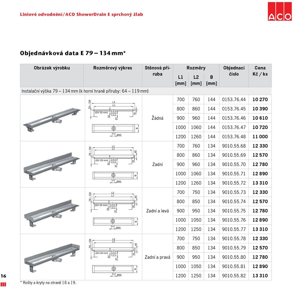 76.48 11 000 79 134 (GV 25 mm) 52 L2 L1 27 15 40 Zadní 700 760 134 9010.55.68 12 330 800 860 134 9010.55.69 12 570 900 960 134 9010.55.70 12 780 B 1000 1060 134 9010.55.71 12 890 Ø40 1200 1260 134 9010.