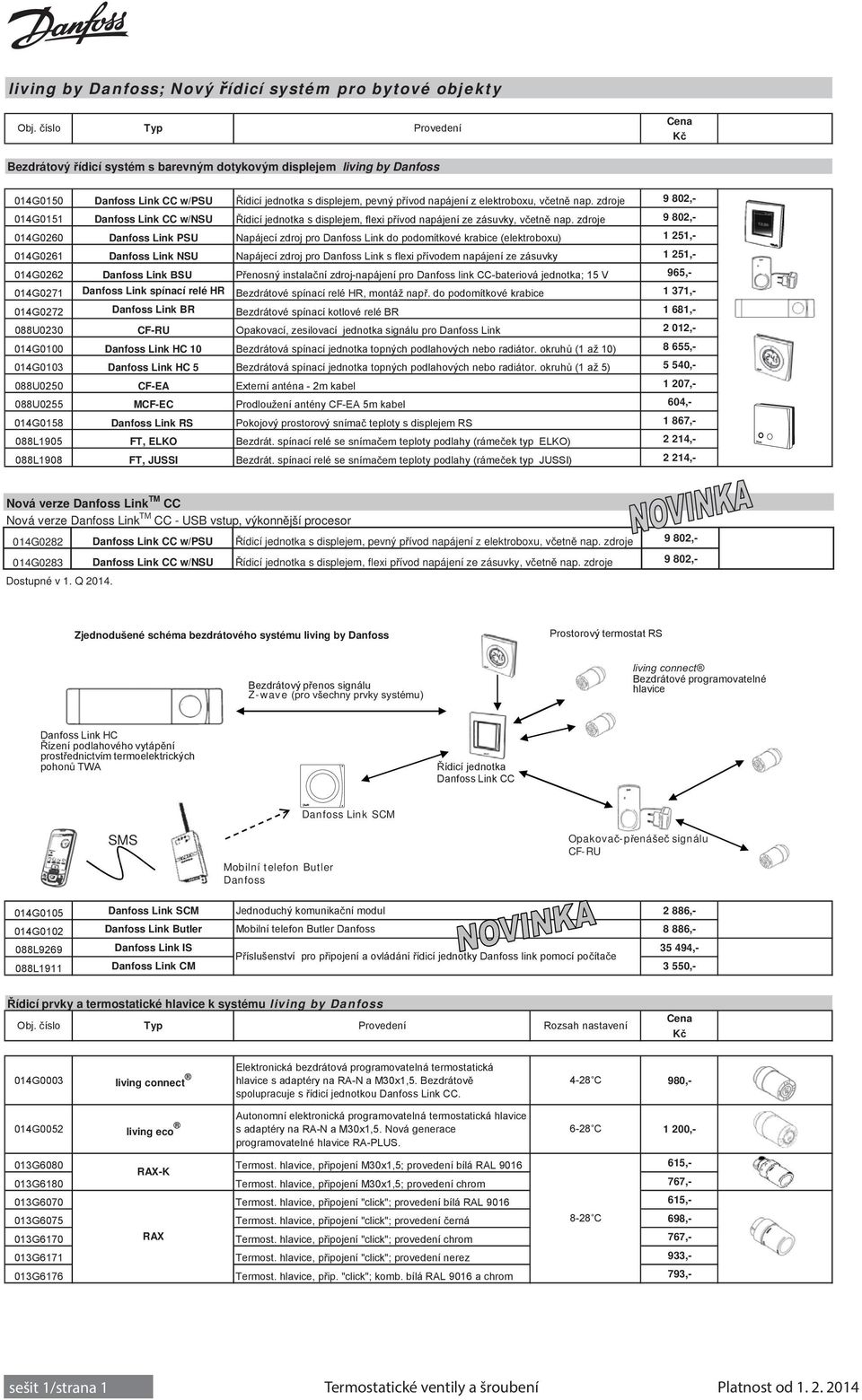 zdroje 9 802,- 014G0151 Danfoss Link CC w/nsu ídicí jednotka s displejem, flexi p ívod napájení ze zásuvky, v etn nap.