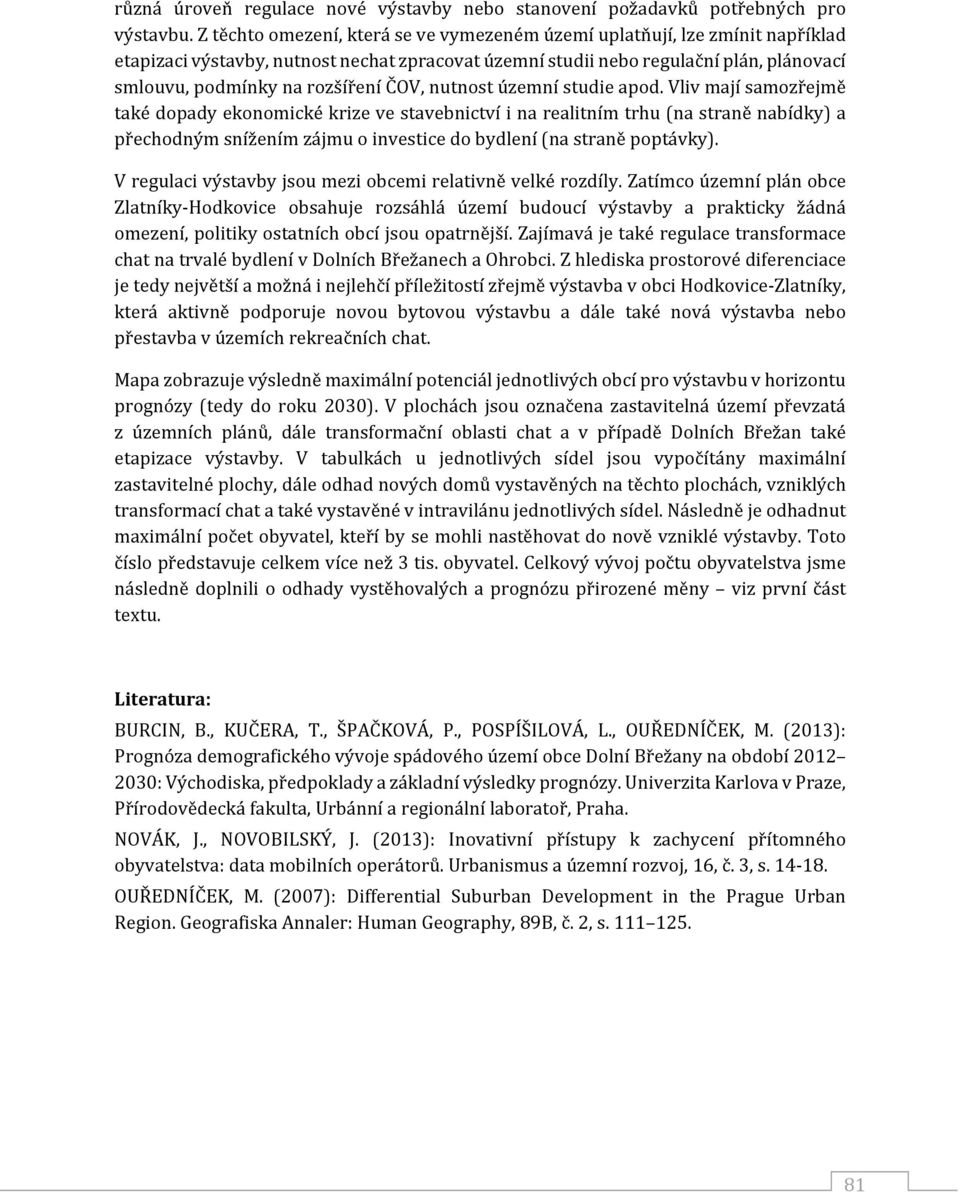 ČOV, nutnost územní studie apod.
