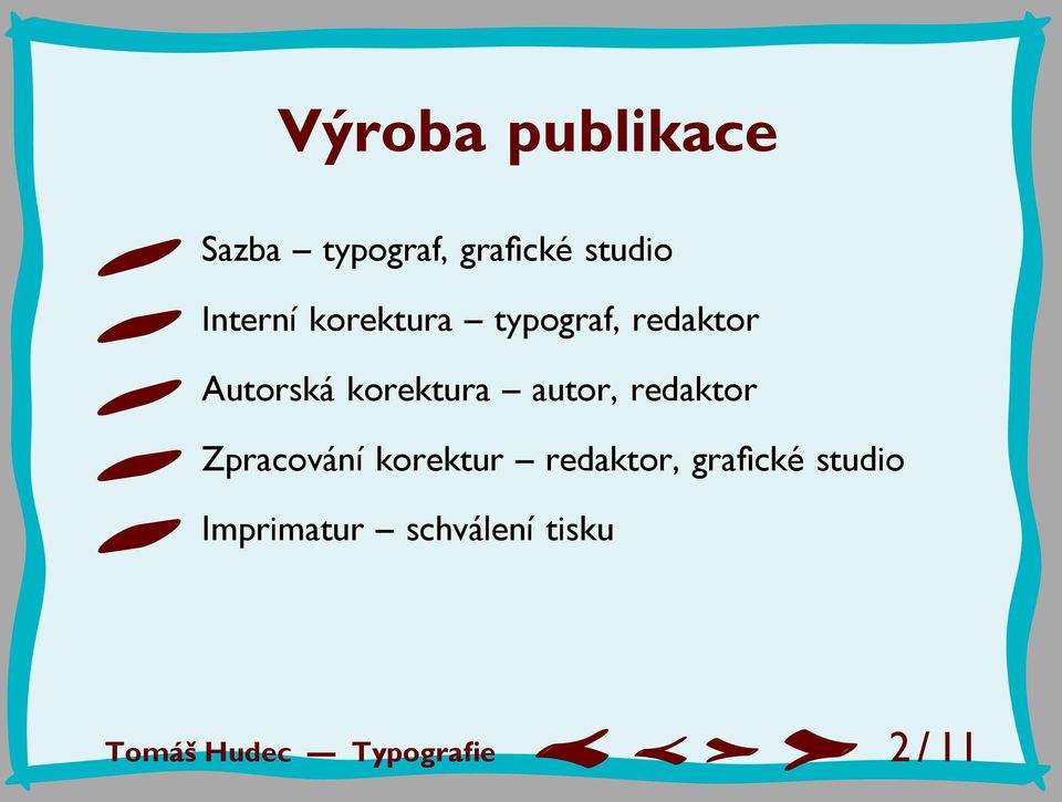 autor, redaktor Zpracování korektur redaktor, grafické