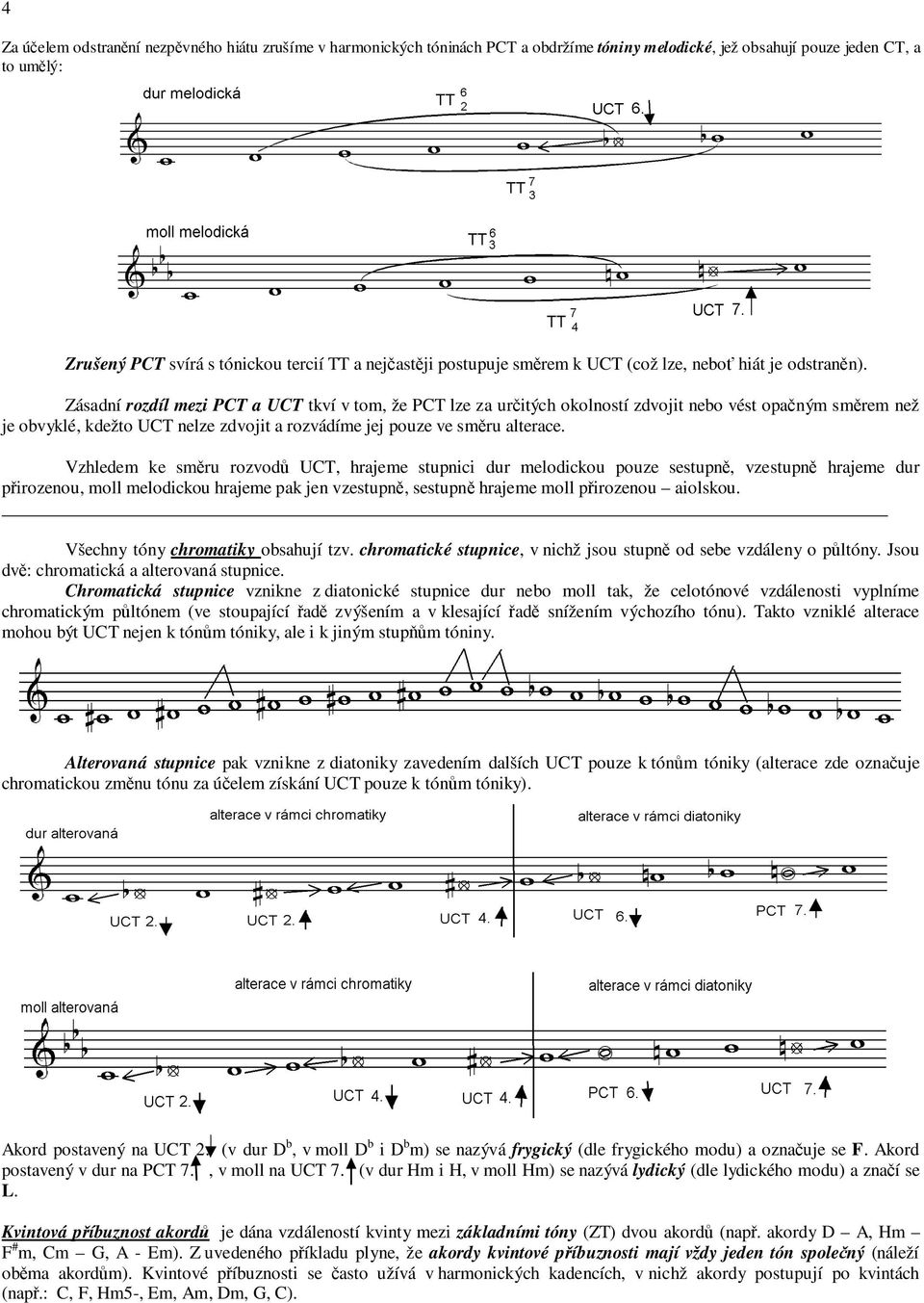 Zásadní rozdíl mezi PCT a UCT tkví v tom, že PCT lze za určitých okolností zdvojit nebo vést opačným směrem než je obvyklé, kdežto UCT nelze zdvojit a rozvádíme jej pouze ve směru alterace.