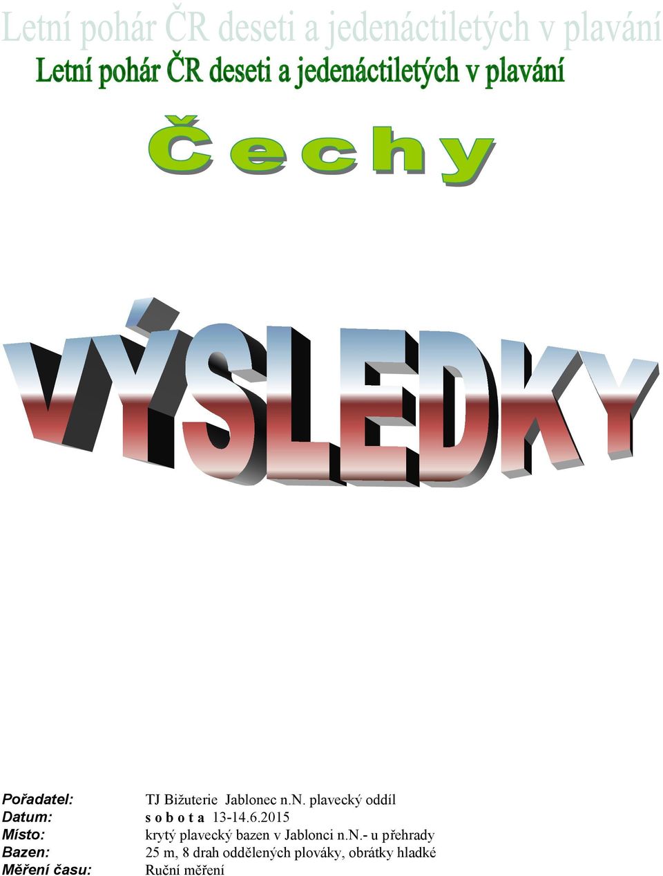 2015 Místo: krytý plavecký bazen 