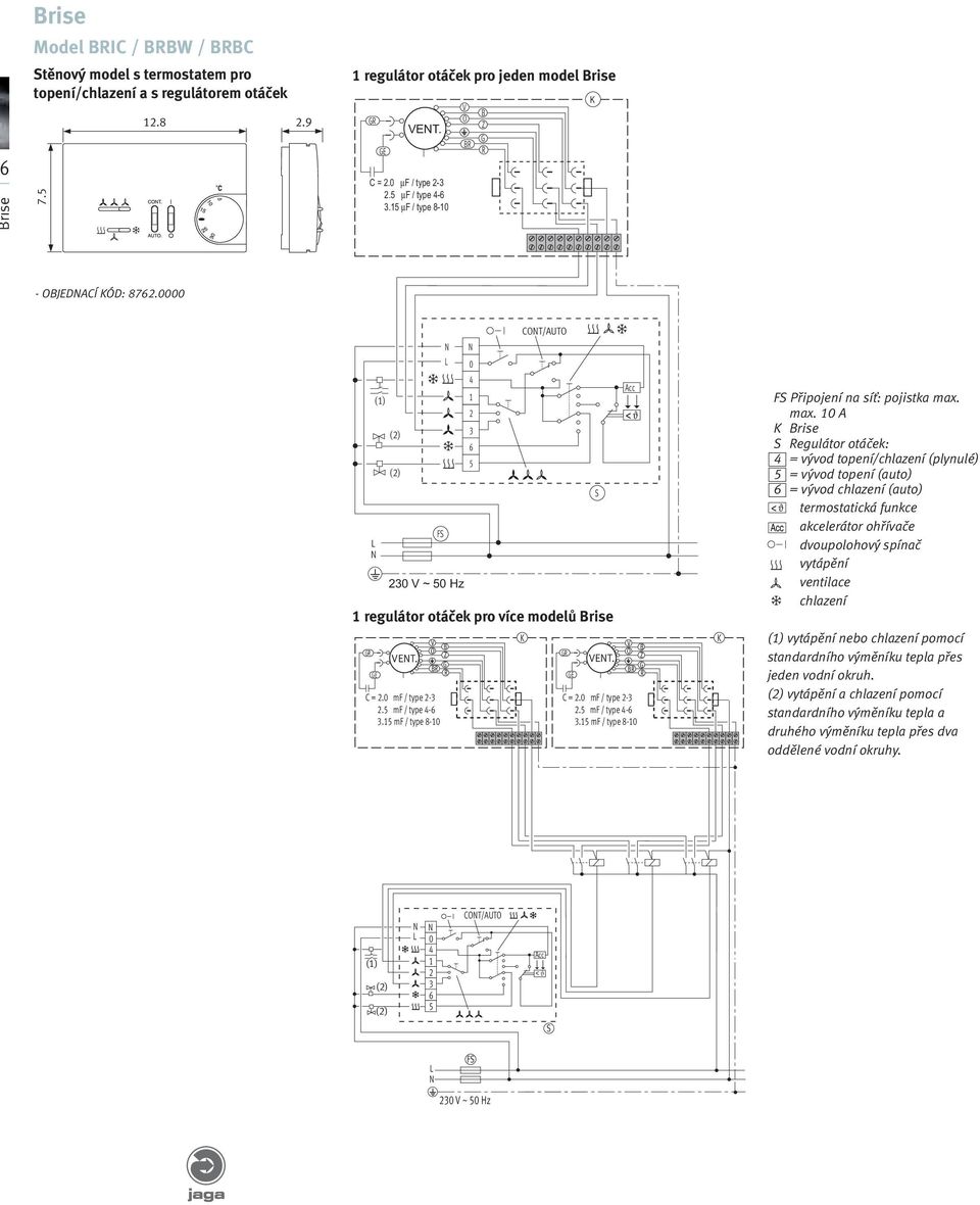 Acc V O Z R R C.0 mf / type -.5 mf / type 4-6.5 mf / type 8-0 FS Připojení na síť: pojistka max.