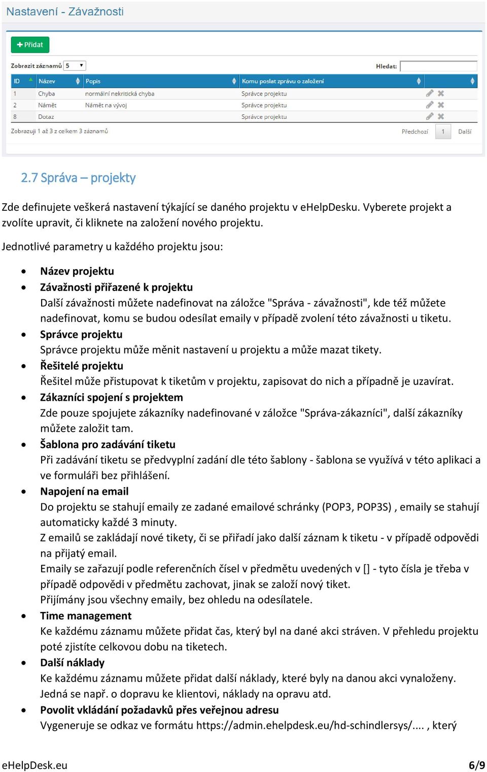 budou odesílat emaily v případě zvolení této závažnosti u tiketu. Správce projektu Správce projektu může měnit nastavení u projektu a může mazat tikety.