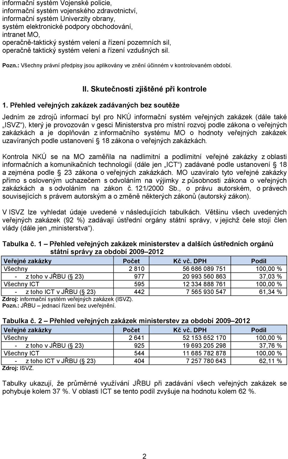 Skutečnosti zjištěné při kontrole 1.