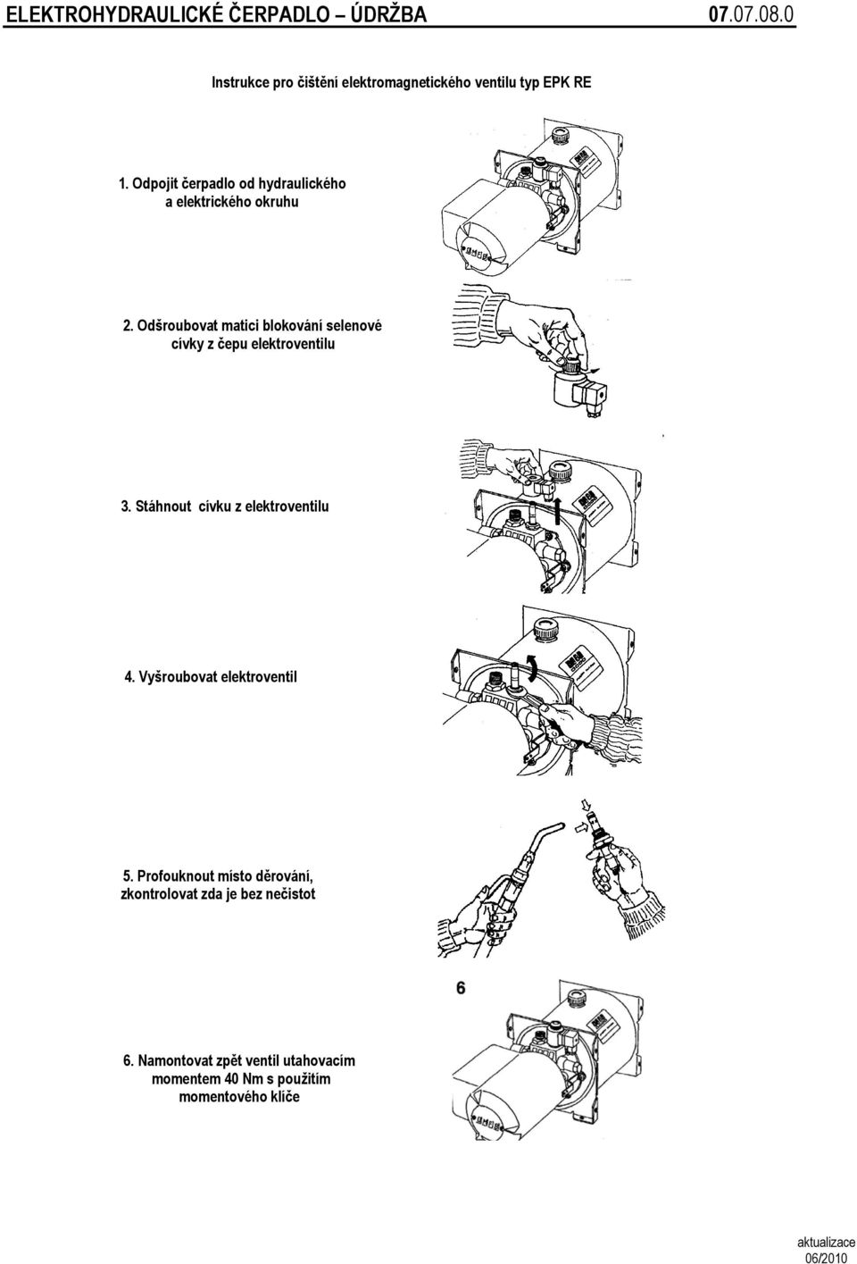 Odšroubovat matici blokování selenové cívky z čepu elektroventilu 3. Stáhnout cívku z elektroventilu 4.