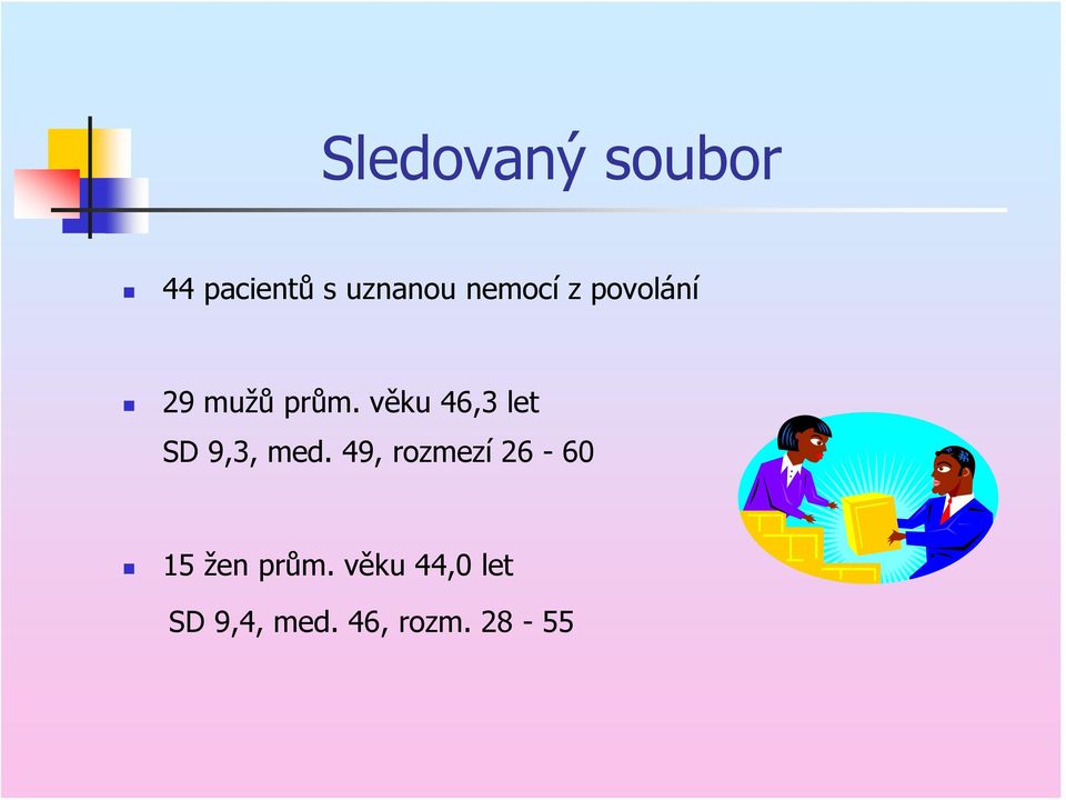 věku 46,3 let SD 9,3, med.