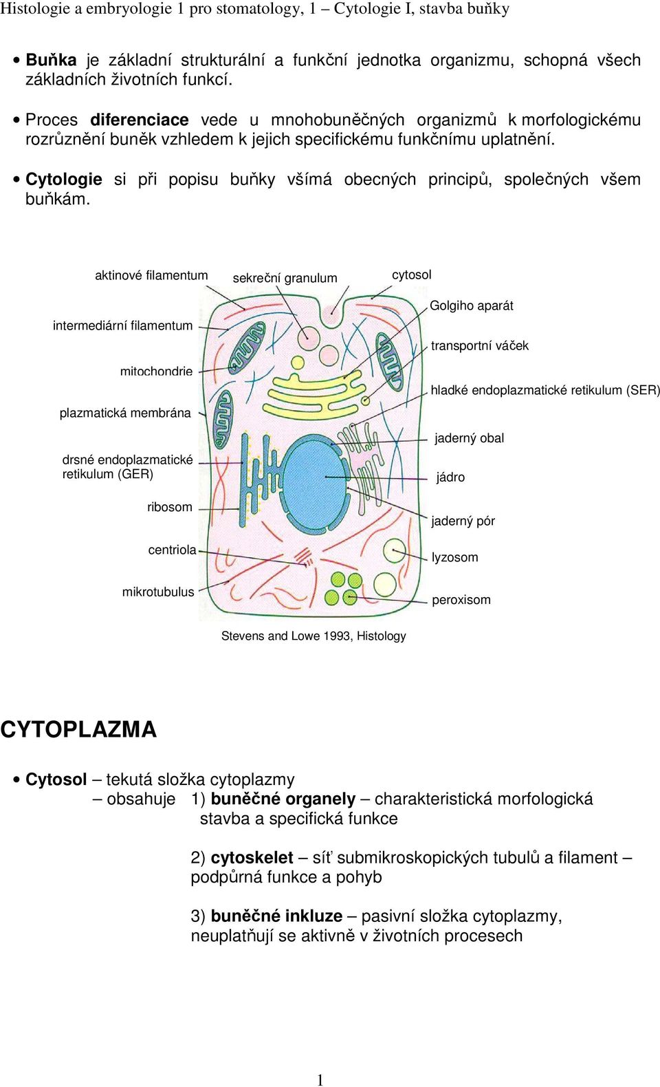 Cytologie si při popisu buňky všímá obecných principů, společných všem buňkám.