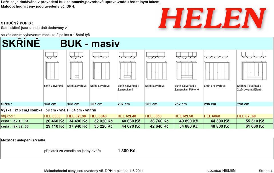 zásuvkami Skříň 5.dveřová Skříň 5.dveřová s 2.zásuvkami/dělené Skříň 6-ti dveřová Skříň 6-ti dveřová s 2.