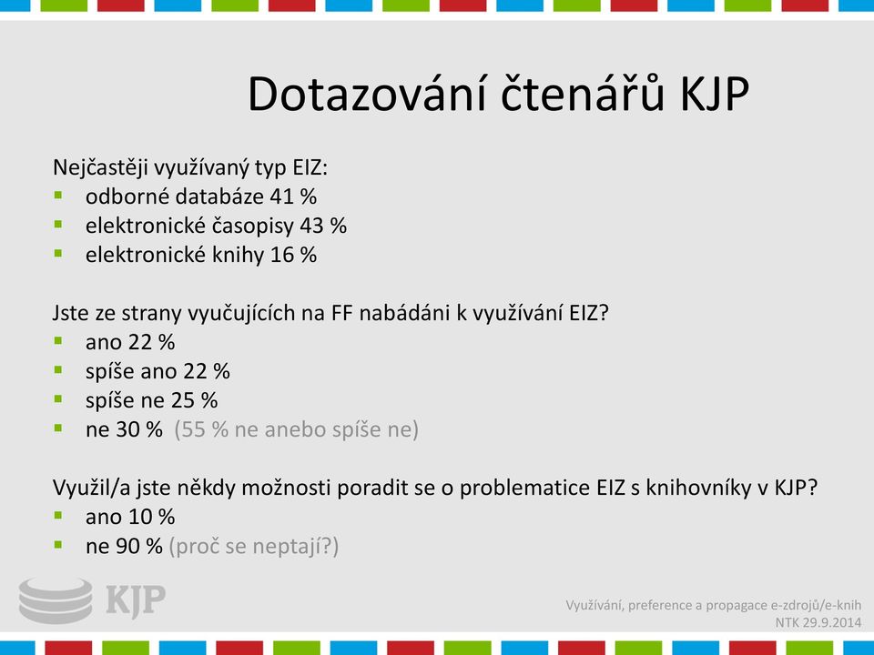 EIZ? ano 22 % spíše ano 22 % spíše ne 25 % ne 30 % (55 % ne anebo spíše ne) Využil/a jste