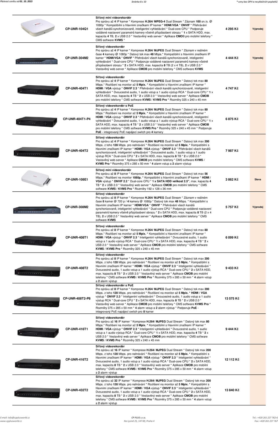 @ 1080p * Kompatibilní s hlavními značkami IP kamer * HDMI/VGA * ONVIF * Přehrávání všech kanálů synchonizovaně, inteligentní vyhledávání * Dual-core CPU * Podporuje vzdálené nastavení parametrů