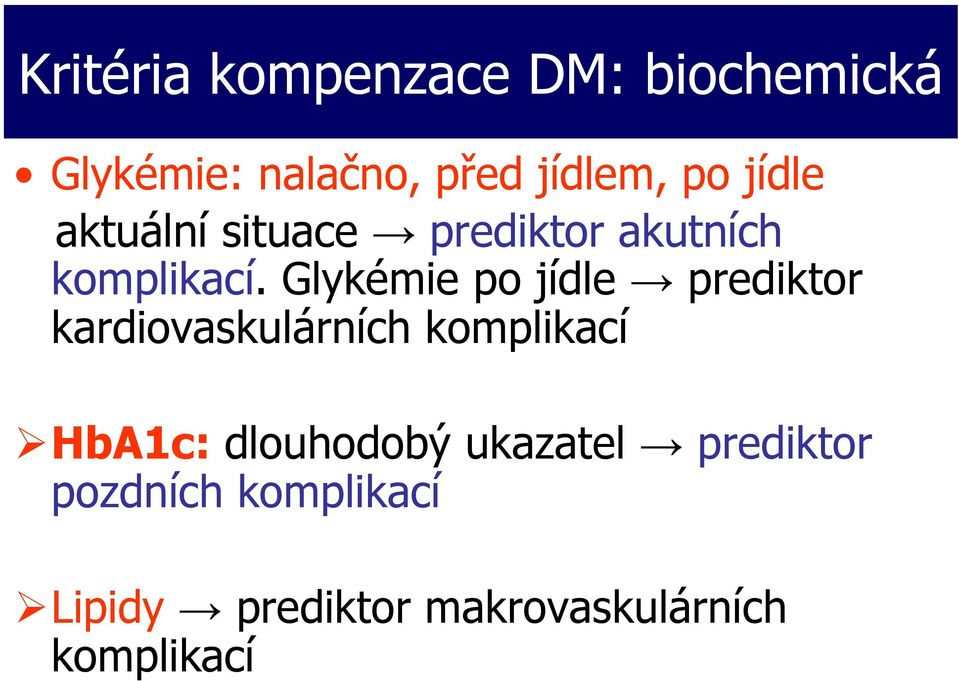 Glykémie po jídle prediktor kardiovaskulárních komplikací HbA1c: