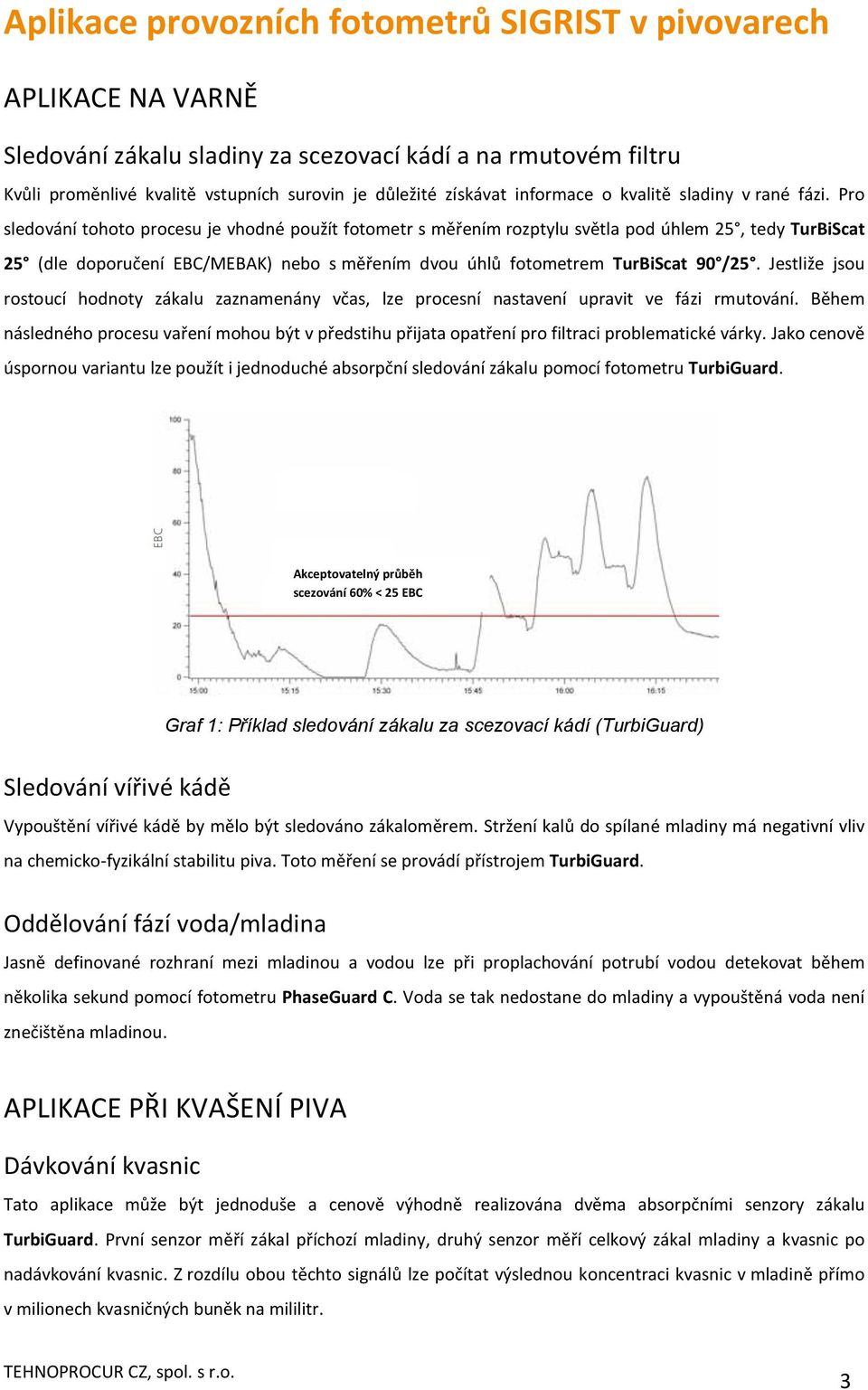 Pro sledování tohoto procesu je vhodné použít fotometr s měřením rozptylu světla pod úhlem 25, tedy TurBiScat 25 (dle doporučení EBC/MEBAK) nebo s měřením dvou úhlů fotometrem TurBiScat 90 /25.