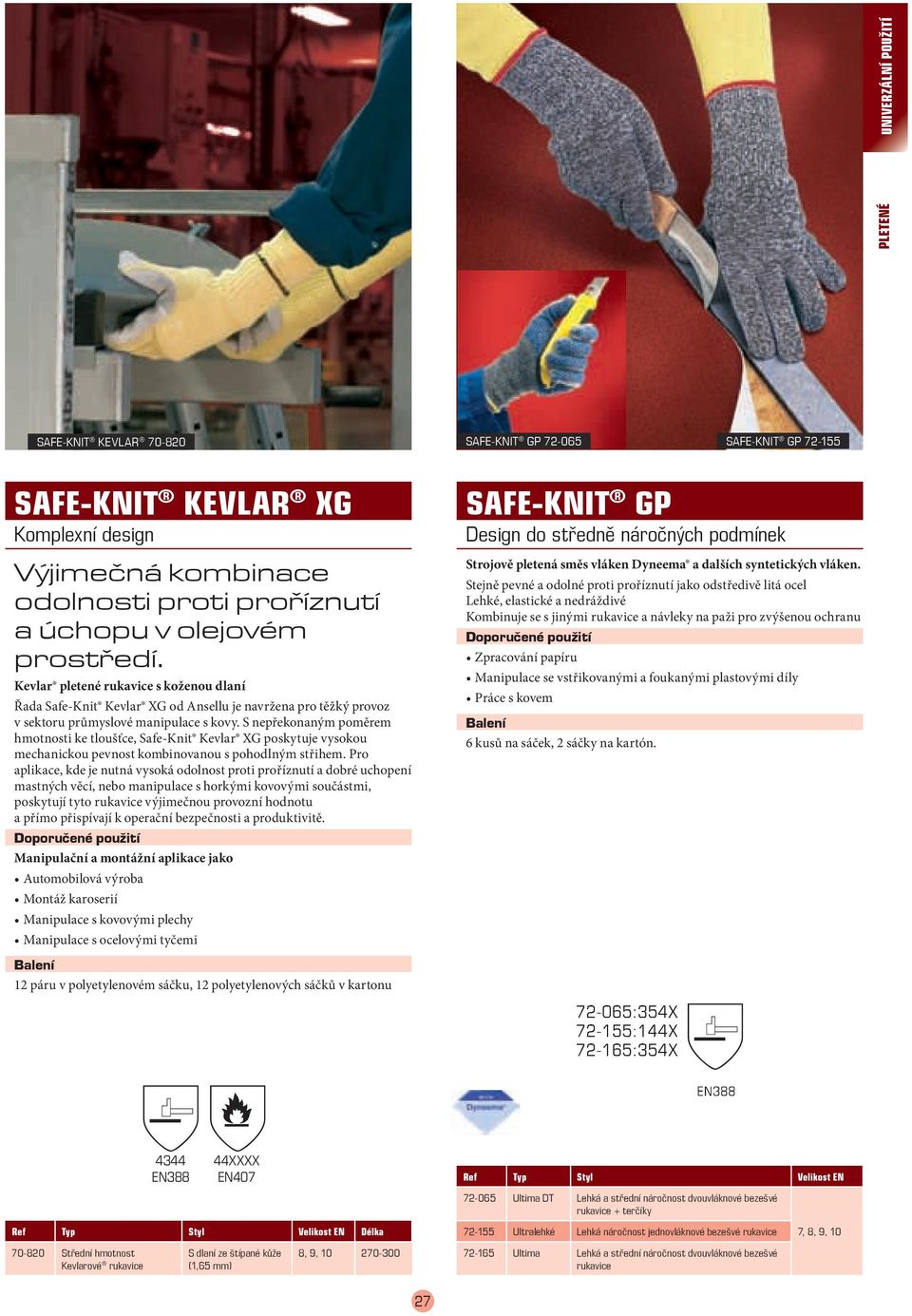 S nepřekonaným poměrem hmotnosti ke tloušťce, Safe-Knit Kevlar XG poskytuje vysokou mechanickou pevnost kombinovanou s pohodlným střihem.